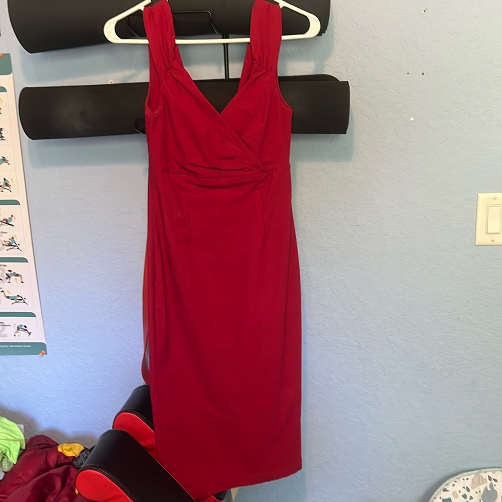 Red mid length dress